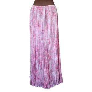 Ruby Rd. Maxi Skirt Crinkle Pink Orange Stretch Waist Size 8 Boho Peasant Lined